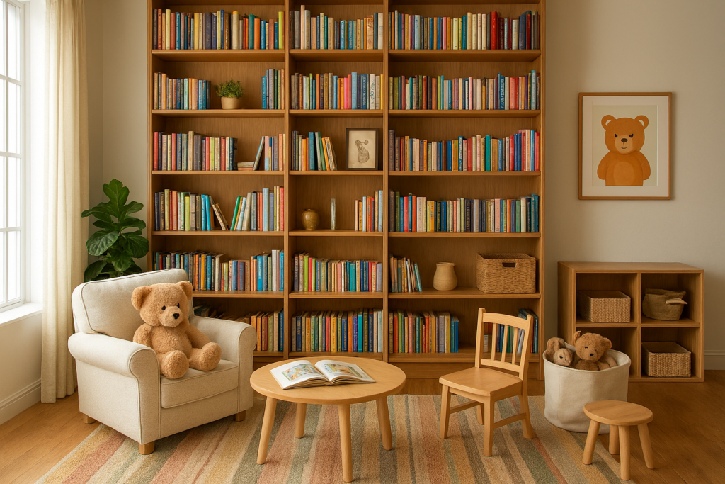 A cozy home library